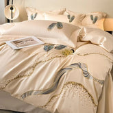 Luxury Feather Embroidered Egyptian Cotton Bedding Set | Yedwo Home